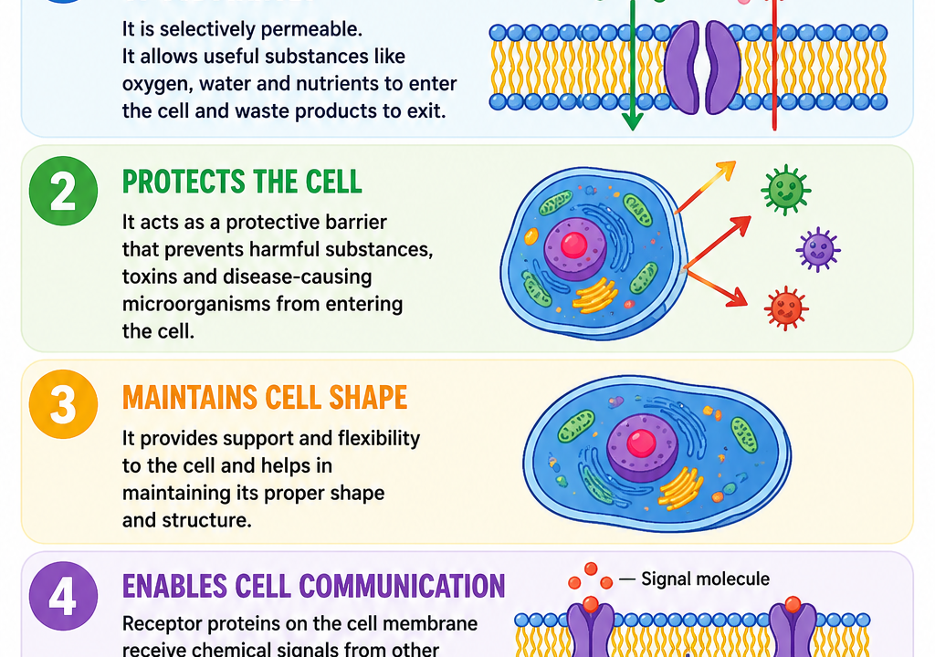 What are the 5 functions of cell membrane