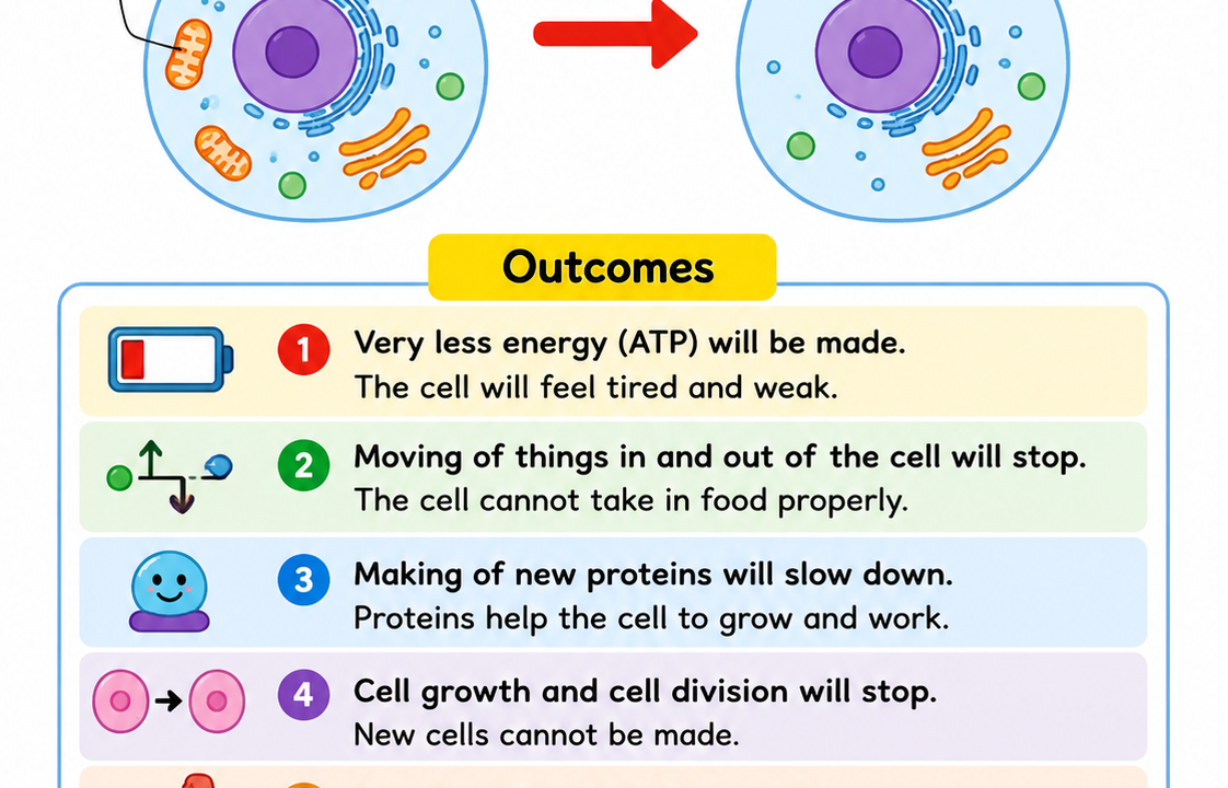 What outcomes do you expect if all the mitochondria are removed from a eukaryotic cells