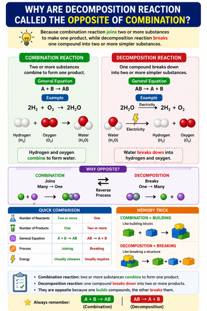 Why are decomposition reaction called the opposite of combination reaction
