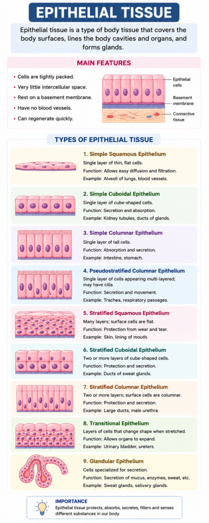 What is Epithelial Tissue Class 9